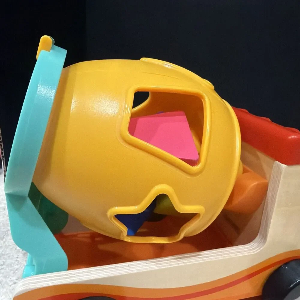 Baby Toddler Shape Sorter Toy Wooden Mixer Truck Colorful Blocks Learning Gift